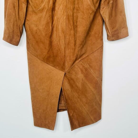 Adventure Bound Wilsons Suede Leather Insulated Mid Trench Coat Jacket Tan Men - Picture 13 of 16